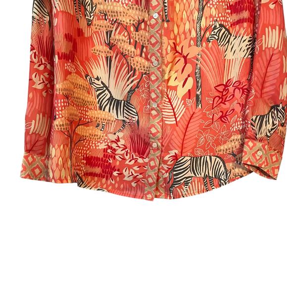 J McLaughlin Darcey Silk Viscose Button Up Shirt Animal Print Sz XS Zebra - Picture 7 of 11